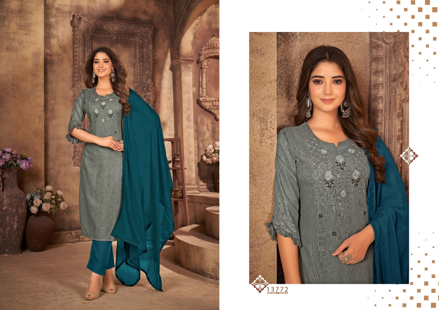 Jigni Kajree By Kalaroop 13770-13773 Readymade Salwar Suits Catalog